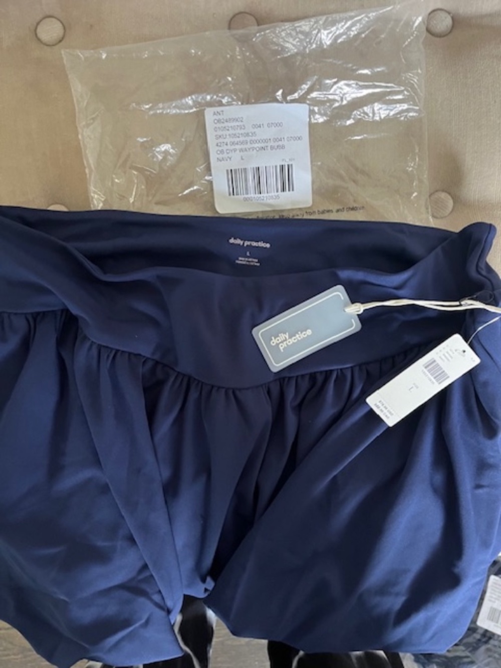 Anthropologie Daily Practice Bubble Mini Skirt Navy L NWT $78 - Picture 5 of 5